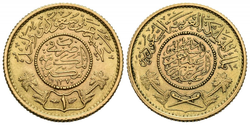 ARABIA SAUDI. 1 Guinea de 40 Riyals (Au. 8,00g/22mm). 1950 (1370AH). Abd Al-Aziz...
