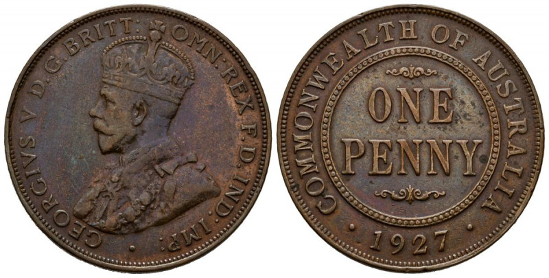 AUSTRALIA. 1 Penny. (Ae. 9,21g/31mm). 1927. Jorge V. (Km#23). MBC+. Preciosa pát...
