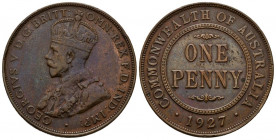 AUSTRALIA. 1 Penny. (Ae. 9,21g/31mm). 1927. Jorge V. (Km#23). MBC+. Preciosa pátina irisada.
