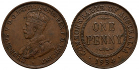AUSTRALIA. 1 Penny. (Ae. 9,39g/31mm). 1934. Jorge V. (Km#23). MBC.