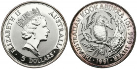 AUSTRALIA. 5 Dollars (Ar. 31,32g/40mm). 1991. Kookaburra. (Km#138). Proof.