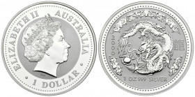 AUSTRALIA. 1 Dollar (Ar.31,95g/40mm). 2000. Zodiaco Chino: Año del Dragón. (Km#424). PROOF.