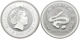 AUSTRALIA. 2 Dollar (Ar. 62,82g/49mm). 2001. Zodiaco Chino: Año de la Serpiente. (Km#537). PROOF.