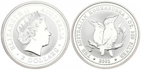 AUSTRALIA. 2 Dollars (Ar 62,83g/49mm). 2001. Kookaburra. (Km#445). PROOF.