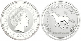 AUSTRALIA. 2 Dollar (Ar. 62,43g/49mm). 2002. Zodiaco Chino: Año del Caballo. (Km#581). PROOF.