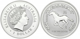 AUSTRALIA. 1 Dollar (Ar.31,88g/40mm). 2002. Zodiaco Chino: Año del Caballo. (Km#580). PROOF.