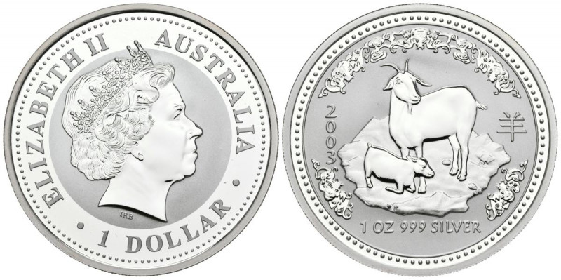 AUSTRALIA. 1 Dollar (Ar. 31,79g/40mm). 2003. Año de la Cabra. (Km#665). PROOF.