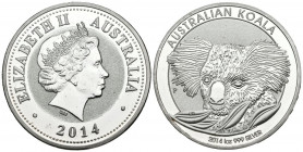 AUSTRALIA. 1 Dollar (Ar. 31,90g/40mm). 2014. Perth. Koala Australiano. (Km#no cita). Proof.