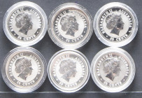 MONEDAS EXTRANJERAS. Bonito conjunto formado por 6 monedas de plata de Australia de 50 Cents, todas diferentes, de la serie del Zodiaco Chino. Fechas ...