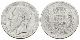 BELGICA. 50 Centimes (Ar. 2,43g/18mm). 1887. Leopoldo II. (Km#5). BC+.