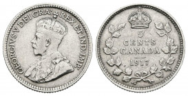CANADA. 5 Cents. (Ar. 1,16g/10mm). 1917. Jorge V. Ottawa. (Km#22). EBC-.