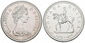 CANADÁ. 1 Dollar (Ar. 23,52g/36mm). 1973. Policía Montada de Canadá. (Km#83). EBC+. Limpiada.
