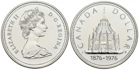 CANADÁ. 1 Dollar (Ar. 22,82g/36mm). 1976. Centenario de la Biblioteca Parlamentaria de Ottawa. (Km#106). SC.