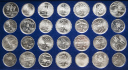 CANADA. Estuche oficial y completo compuesto por 28 monedas de plata conmemorativas de los Juegos Olímpicos de Montreal 1976. Dos módulos diferentes, ...