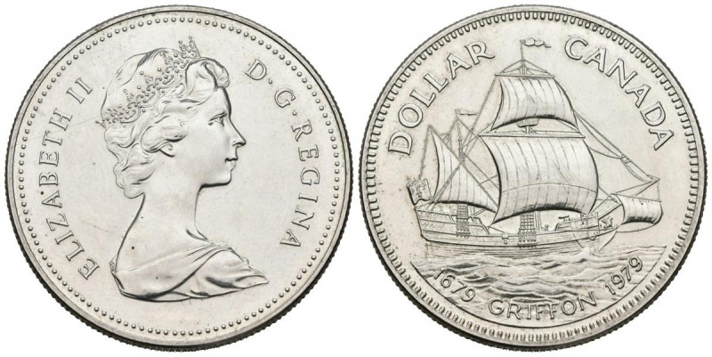 CANADÁ. 1 Dollar (Ar. 23,28g/36mm). 1979. Griffon 1679-1979. (Km#124). EBC. Limp...