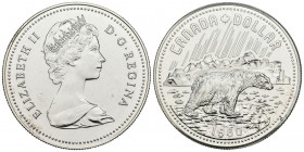 CANADÁ. 1 Dollar. (Ar. 23,34g/36mm). 1980. 100 aniversario Territorios del Ártico. ( Km#128). SC.