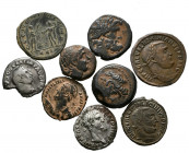 GRECIA ANTIGUA e IMPERIO ROMANO. Lote compuesto por 9 monedas de bronce y plata, 3 de ellas griegas y 6 romanas. A EXAMINAR.