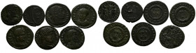 IMPERIO ROMANO. Bonito conjunto compuesto por 7 bronces pequeños pertenecientes a emperadores del bajo imperio y a diferentes cecas. A EXAMINAR.