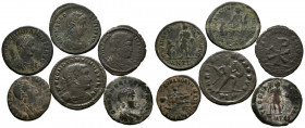 IMPERIO ROMANO. Lote compuesto por 6 bronces pequeños de diferentes emperadores del bajo imperio romano. A EXAMINAR.