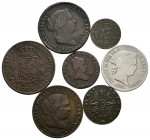 MONARQUIA ESPAÑOLA. Interesantes conjunto formado por 7 monedas de Isabel II. Mayoría de piezas en cobre incluyendo un 4 Reales de 1862 de Madrid en p...