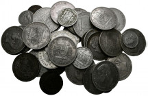 CENTENARIO DE LA PESETA. Magnífico conjunto de 95 monedas, en su gran mayoría de plata del Gobierno Provisional, Alfonso XII y Alfonso XIII. Diversos ...