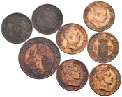 CENTENARIO DE LA PESETA. Bonito conjunto formado por 8 monedas de cobre, la gran mayoría de ellas de 1 Céntimo de 1906. Incluye también piezas del Gob...