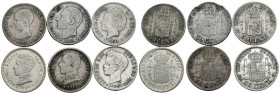 CENTENARIO DE LA PESETA. Bonita colección formada por 6 monedas de 50 Céntimos de Alfonso XII y Alfonso XIII. Ninguna pieza repetida. Diferentes estad...