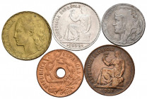 II REPUBLICA. Interesante conjunto de 5 monedas de la II República Española. Diferentes módulos y formatos así como materiales, incluyendo la Peseta d...