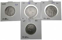 ESTADO ESPAÑOL. Interesante conjunto formado por 4 monedas de 25 Pesetas (*58 y 71) y 50 Pesetas (*57 y71) de 1957. Diferentes estados de conservación...