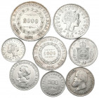 MONEDAS EXTRANJERAS. Magnífico conjunto formado por 8 monedas de plata de Brasil de diferentes módulos y de fechas comprendidas entre 1851 y 1913. Dif...