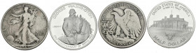 MONEDAS EXTRANJERAS. Conjunto de 2 monedas americanas de 1/2 dollar de plata de los años 1942 y 1982 ambas de las ceca de San Francisco. Diferentes es...