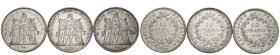 FRANCIA. Conjunto de 3 monedas de 10 Francos en plata de 1967, 1968 y 1970. (Km#932). Alto estado de conservación. A EXAMINAR.