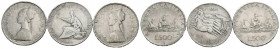 ITALIA. Interesante conjunto de 3 monedas de plata de 500 liras de los años 1959, 1961 y 1966. Diferentes estados de conservación. A EXAMINAR.