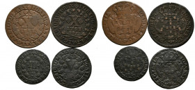 PORTUGAL. Bonito conjunto de 4 cobres acuñados bajo el reinado de Joao V (1707-1750). Diferentes valores (III, V y X Reais) así como estados de conser...