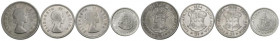 MONEDAS EXTRANJERAS. Conjunto de 4 monedas sudafricanas de plata de diversos valores y fechas. Diferentes estados de conservación. A EXAMINAR