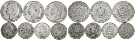 MONEDAS EXTRANJERAS. Bonito conjunto formado por 7 monedas venezolanas con valores de 2 y 5 Bolívares de fechas comprendidas entre 1900 y 1960. Difere...