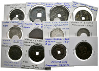 MONEDAS EXTRANJERAS. Conjunto de 12 monedas chinas de cobre y plata de diferentes periodos históricos del país asiático. Diferentes dinastías y cecas ...