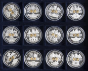 MONEDAS EXTRANJERAS. Conjunto de 24 medallas conmemorativas de la puesta en circulación del Euro y otras conmemoraciones (CuNi. 30,00g/40mm). PROOF. I...