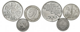 MONEDAS EXTRANJERAS. Conjunto formado por 3 monedas de plata de Bélgica de diversos módulos y de fechas comprendidas entre 1914 y 1980. Diferentes est...