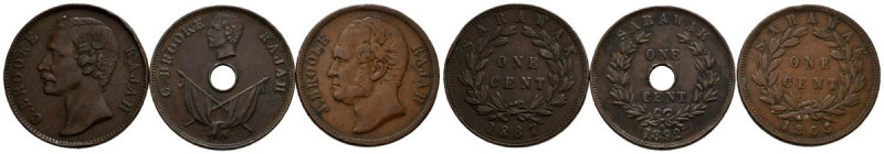 MONEDA EXTRANJERA. Interesante conjunto de 3 cobres con valor de 1 Cent de Saraw...