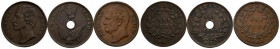 MONEDA EXTRANJERA. Interesante conjunto de 3 cobres con valor de 1 Cent de Sarawak (Estado de Malasia). Tres fechas distintas: 1863, 1887 y 1892. Dife...