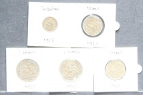 MONEDAS EXTRANJERAS. Interesante conjunto de 5 piezas de Chambres de Commerce con valores de 50 Centimes, 1 y 2 Francs de fechas comprendidas entre 19...