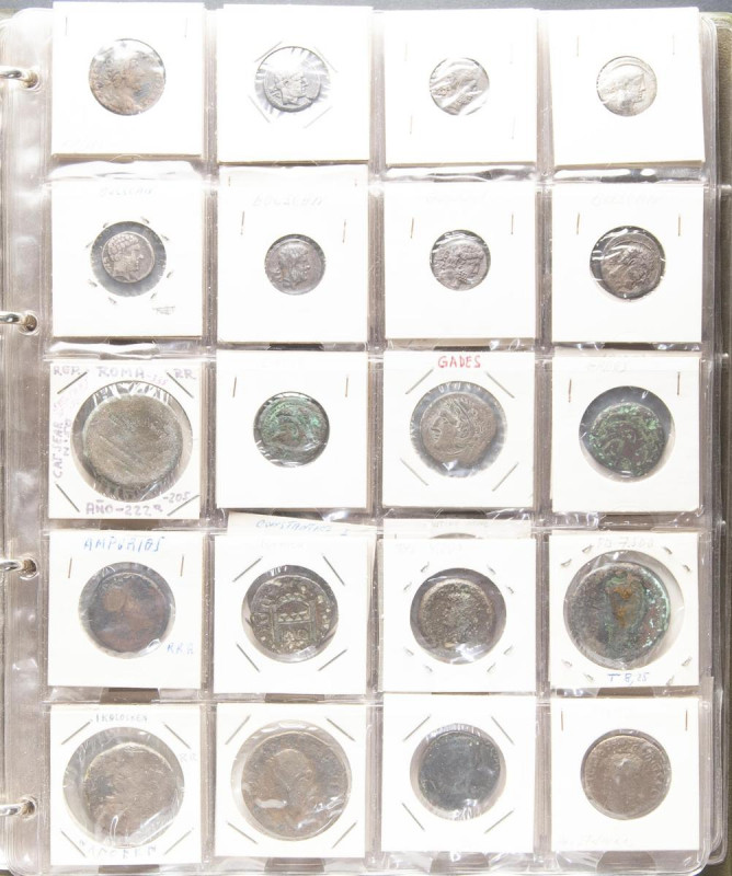 Conjunto de 97 monedas íberas, romanas, medievales y de monarquía española en su...