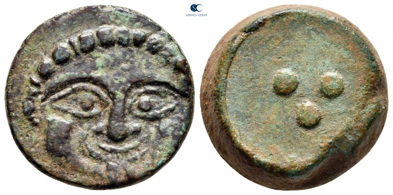 Sicily. Himera circa 430-420 BC. 
Hemilitron Æ

19 mm, 10,99 g

Facing gorg...