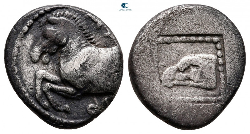 Thrace. Maroneia circa 495-449 BC. 
Drachm AR

16 mm, 3,38 g

MAP, forepart...