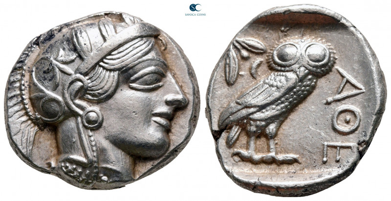 Attica. Athens circa 454-404 BC. 
Tetradrachm AR

25 mm, 17,19 g

Helmeted ...