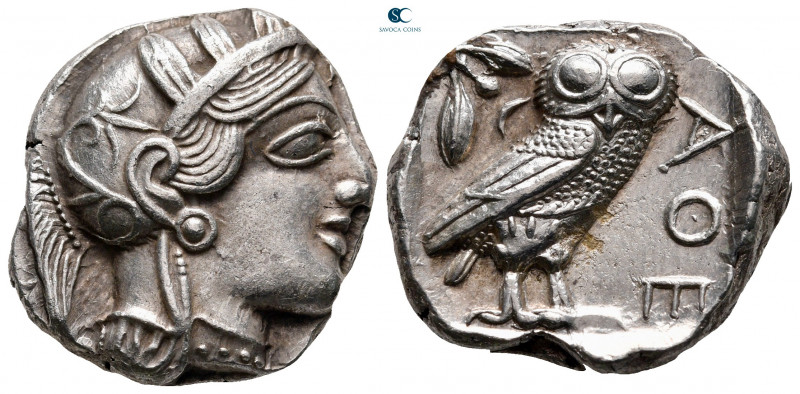 Attica. Athens circa 454-404 BC. 
Tetradrachm AR

25 mm, 17,23 g

Helmeted ...