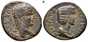 Cyrrhestica. Hieropolis. Caracalla, with Julia Domna AD 198-217. Bronze Æ