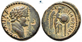 Judaea. Caesarea Maritima mint. Titus, as Caesar AD 76-78. The Judaea Capta coinage of Vespasian and Titus. Bronze Æ