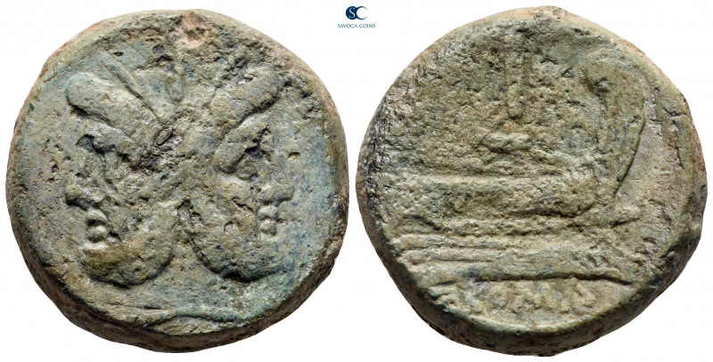 Anonymous after 211 BC. Rome
As Æ

33 mm, 40,40 g

Laureate head of Janus; ...